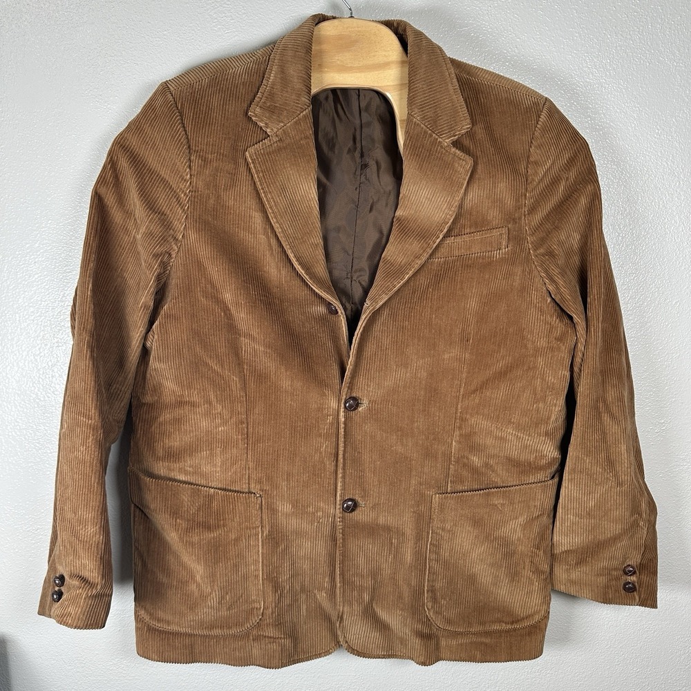 Vintage Abercrombie & Fitch Camel Tan Corduroy Blazer Jacket Mens Large Cotton